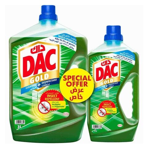 Dac Gold Multi-Purpose Disinfectant &amp; Liquid Cleaner Peppermint And Eucalyptus 3L+1L