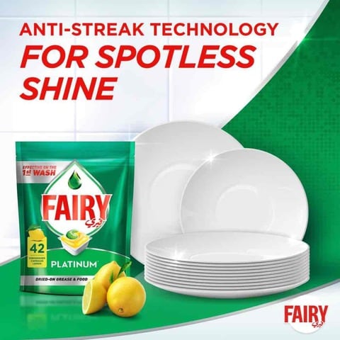 Fairy Platinum Automatic Dishwasher Tablets Lemon Scent 42 Tablets&nbsp;