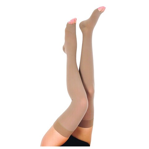 Go Silver Over Knee High, Compression Socks, Class 1 (18-21 mmHg) Open Toe With Silicon Flesh  Size 2