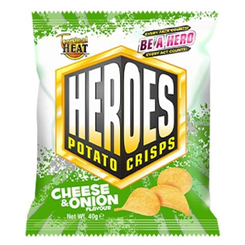 Tropical Heat Snacks Heroes Crisps Cheese &amp; Onion 40G