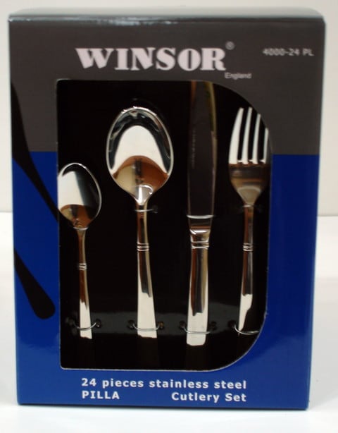 Winsor - 24-Piece Stainless Steel Cutlery Set With Stand Pilla