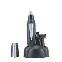 AFRA Nose Trimmer Set With Curved Blade, IPXO Rating, 1xAA Battery Operated, No Damage Skin &amp; No Impairment Of Hair Function, Cleaning Brush &amp; Based Stand, AF-0145NSBK, 1 Year Warranty