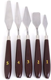 Generic Ouyawei 5Pcs Mixed Stainless Steel Palette Scraper Set Spatula Knives Painting Tools