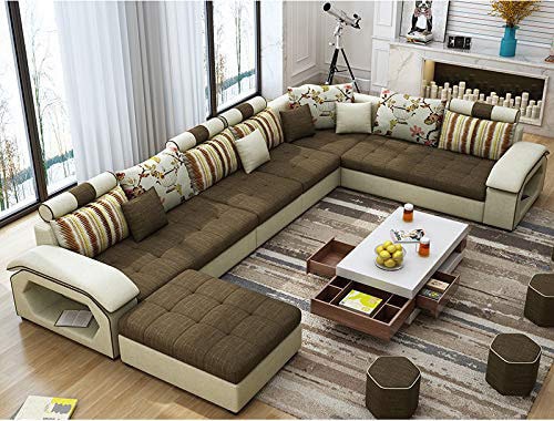 Upholstered Modern Couch U Shaped, L Shape Sofa Set Designs For Small Living Room
