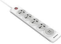 Huntkey Power Extension Cord Charging Station for all AC Socket and USB Powered Devices, 3 m, SZN507, White, Smart Surge Protector Power Strip with 4 Outlets and 2 Charging USB Ports