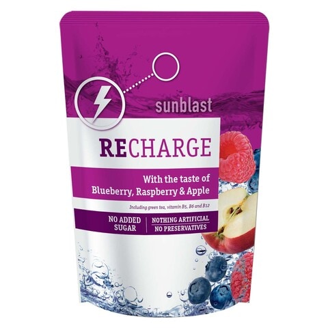 Sunblast Recharge No Added Sugar Blueberry Rasberry And Apple Juice 200ml