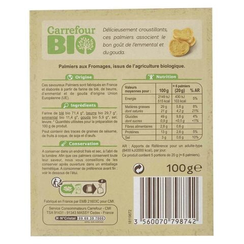 Carrefour Bio Cheese Palms French Pastry 100g