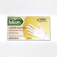 Falcon Latex Gloves (M) Powder Free, 100 Pieces