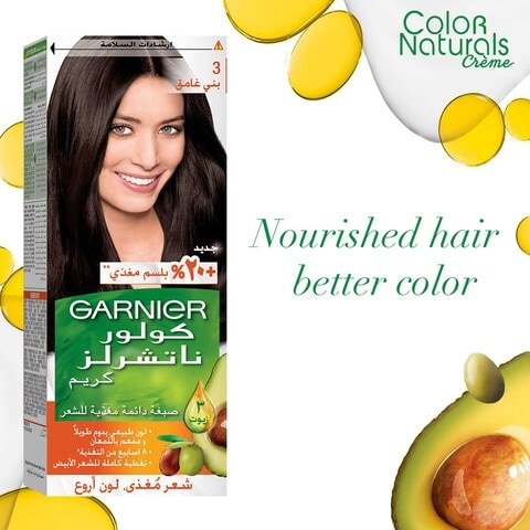 Garnier Colour Naturals Cream Nourishing Permanent Hair Colour 3 Dark Brown 110ml