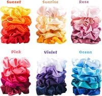Hair Tie Silk Satin Scrunchies Hair Bands Hair Ties for Women or Girls Hair Accessories - 40 pcs Elastics Hair Ties Multicolor