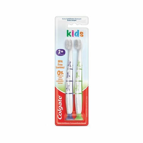 Colgate Kids Toothbrush BPA-Free Extra Soft Toothbrush for kids 2+ year 2 Piece