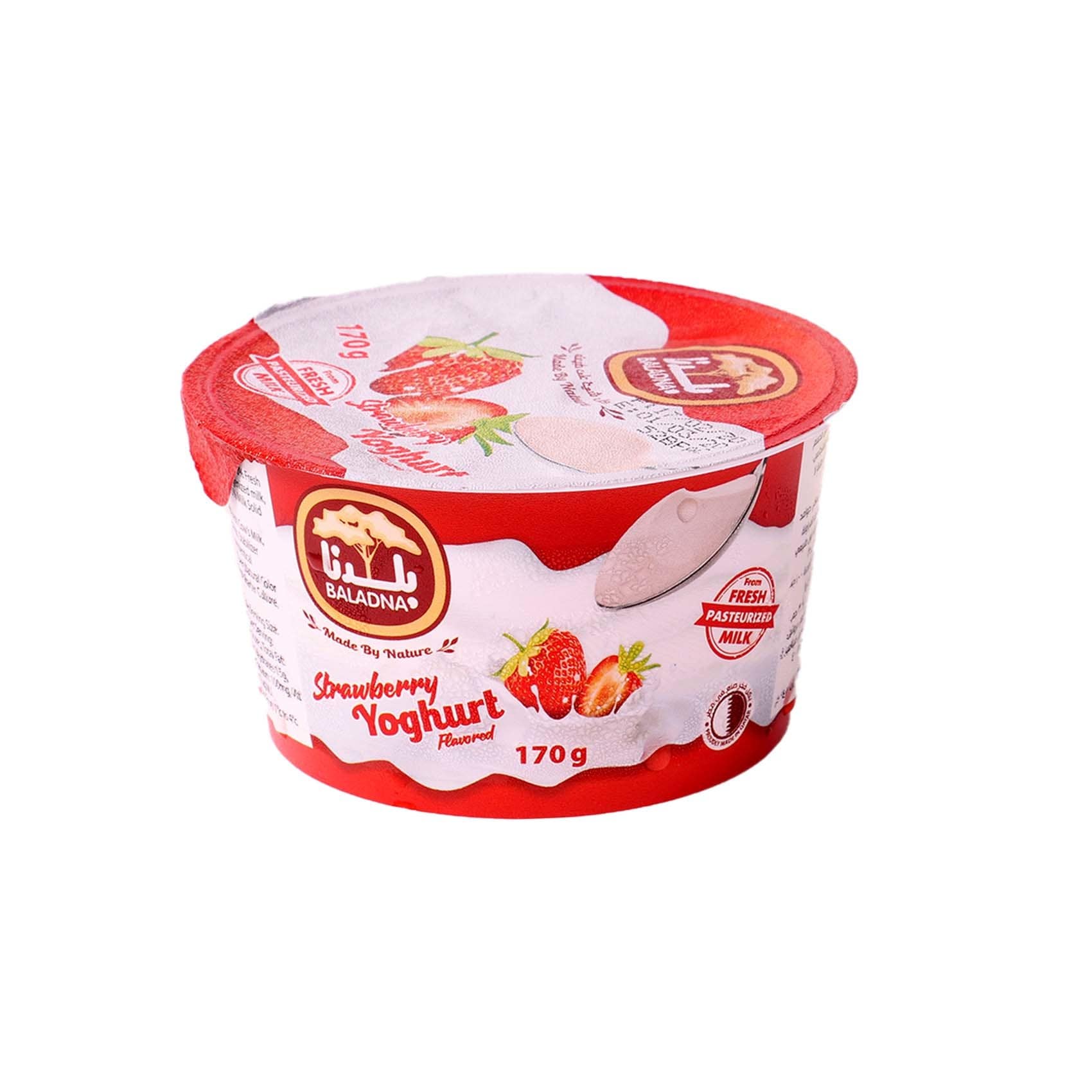 Buy Baladna Fresh Strawberry Set Flavored Yoghurt 170g