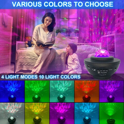 Sky Touch Night Light Baby Star Projector, 10 Color Bluetooth Night Lamp With Timer Remote And Chargeable, Dimmable Combinations Romantic Starry Sky, Black