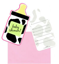 Baby Cow Print - Girl Invitation Diecut Postcard