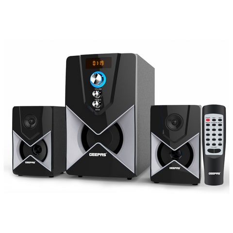 Geepas 2.1 Channel Multimedia Speaker - 20000W Pmpo, Powerful Woofer | USB, Bluetooth &amp; Multiple Device, Ideal For Pc, Play Station, Tv, Smartphone, Tablet, Music Player | 1 Year Warranty