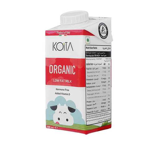 Koita Low Fat Organic Cow Milk 200ml