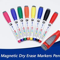 JMD Magnetic Dry Erase Markers, Medium Point 8 Assorted Colors Low Odor Markers Pen with Erasers for Kids Teacher Supplies Writing on Whiteboards, Dry-Erase Boards, Mirrors, Windows, White Boards