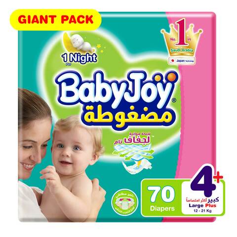 Babyjoy giant pack size 4+ large plus x 70 diapers