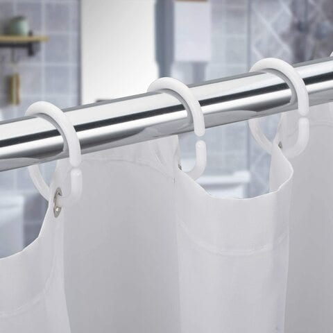 24 Pcs Shower Curtain Rings Plastic, Shower Curtain Rings White Plastic