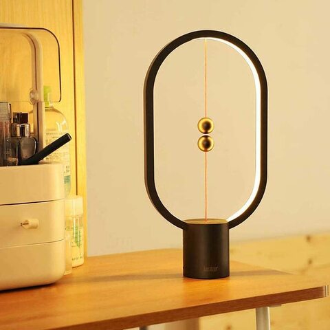 Heng Balance Lamp - Ellipse Magnetic Mid-Air Switch Usb Powered Led Lamp,Life Warm Eye-Care Led Lamp, Night Lamp, Table Lamp, Decoration For Bedroom, Living Room, Dining Room And Office - Black