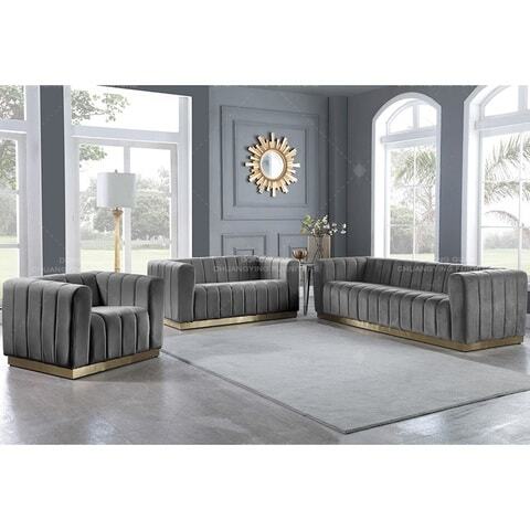 European Luxury Loveseats Living Room White Sofa Set Home Furniture 6 Seats Sofa (GREY)