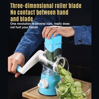 Decdeal - Multifunctional Vegetable Grater Rotary Cheese Grater Vegetable Slicer 3 Interchangeable Blades Easy Clean Rotary Grater Slicer for Fruit Vegetables Nuts Kitchen Gadgets