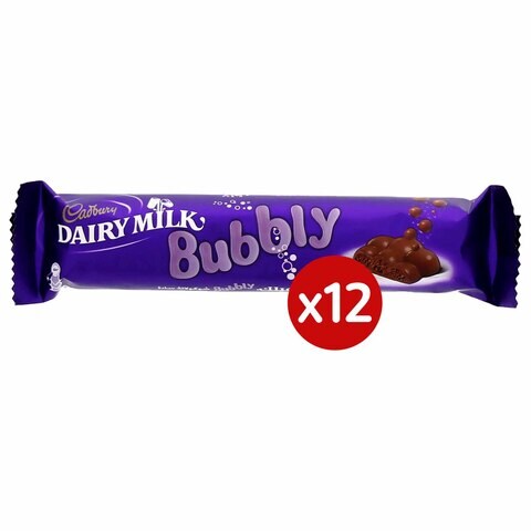 Cadbury Dairy Milk Bubbly Chocolate Bar - 28 gram - 12 Pieces