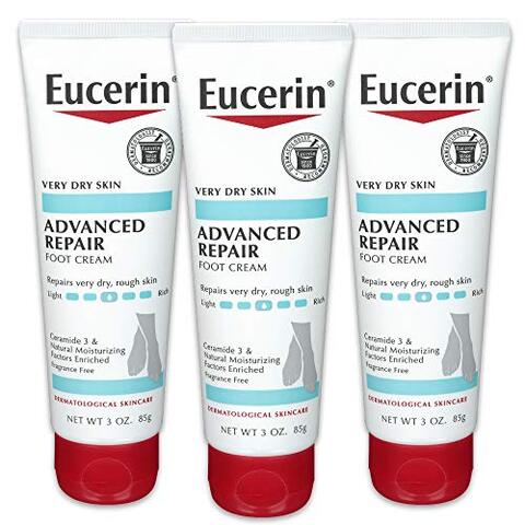 Eucerin Advanced Repair Foot Cream - Fragrance Free, Foot Lotion For Very Dry Skin - 3 Oz. Tube (Pack Of 3)