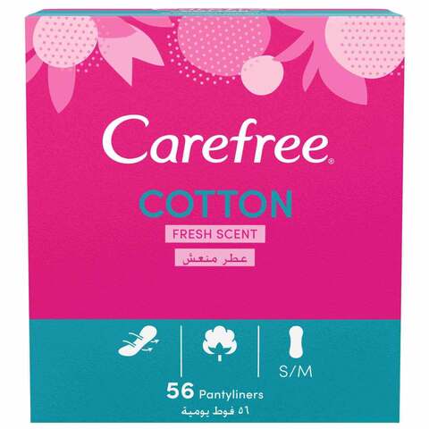 Carefree Normal With Cotton Extract Fresh Scent Pantyliners 56 Pieces