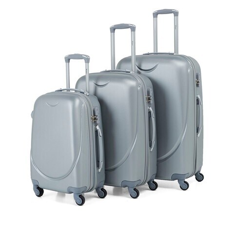 Buy Senator KH134 3 Pcs Hard Casing Trolley Luggage Set Silver Online ...
