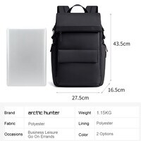 Arctic Hunter 17 Inch Durable Polyester Backpack with Separate Laptop Compartment TSA Opening for Men and Women B00562 Black