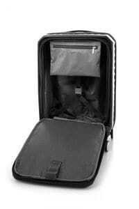 American Tourister Suitcase Frontec Expandable Carry-On 54cm, Jet Black, Hardside Luggage Spinner Wheels
