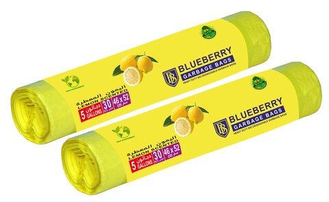 Buy BLUEBERRY -2-Roll Lemon scented Trash Bag-PERFUMED GARBAGE BAG-Oxo-Biodegradable-5 Gallon-46X52cm-30 pieces Each Roll in UAE