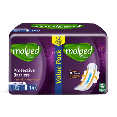 Molped Total Protection Extra Long Sanitary Pads - 14 Pads