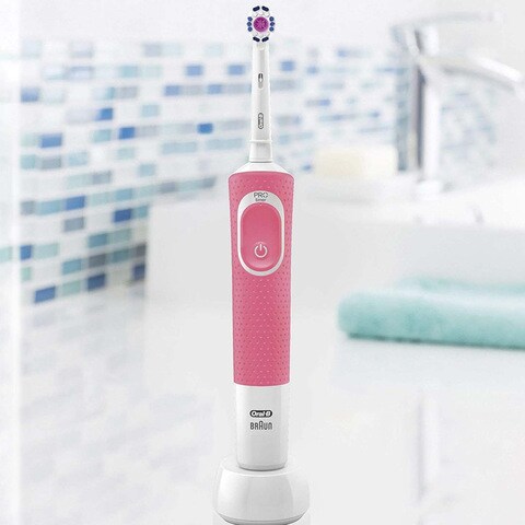 Oral B Vitality 200 electric rechargeable toothbrush, with travel case, Pink.