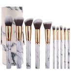 Buy Deo King Makeup Brush Set With Pu Makeup Brush Bucket White - 10-Piece in UAE