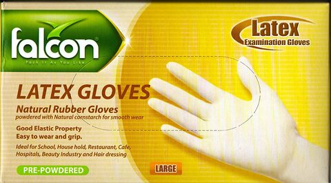 lavish Falcon Latex Gloves Pre Powder Large (1 Pack X 100 Pieces)