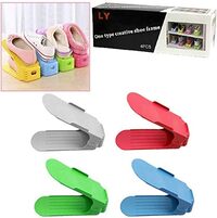 Lavish Space Saving Durable Adjustable Shoe Organizer Footwear Support Slot Shoe Rack Random Color, 4 Pcs Set