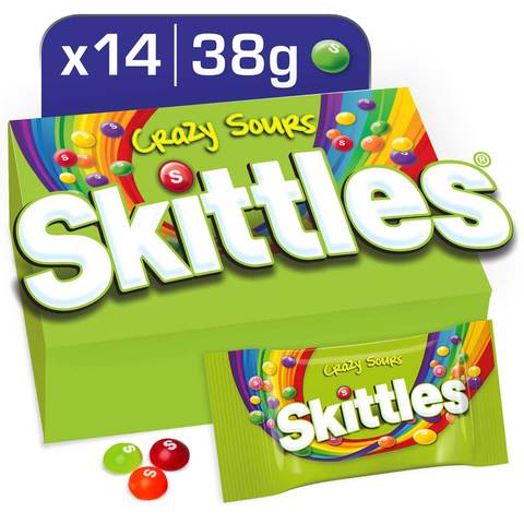 Skittles Crazy Sours Candy 38g Pack of 14