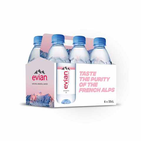 evian Natural Mineral Water 330ml Pack of 6