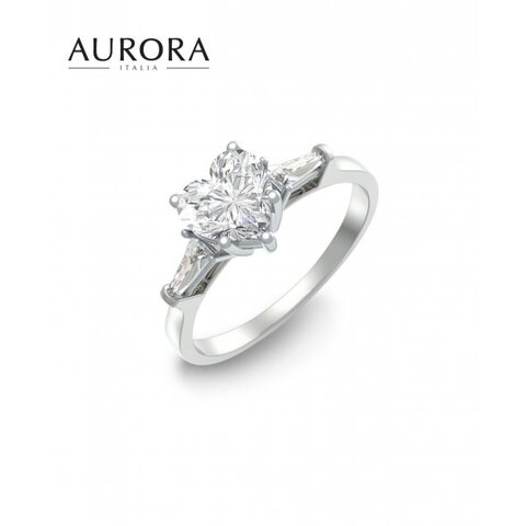 Auroses Only Heart Solitaire Ring 925 Sterling Silver 18K White Gold Plated