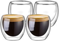Urban Utility Double-Wall Insulated Glass Espresso Mugs Latte Coffee Glasses/Whisky/coffee cup/Tea Mug - 250ml (9 oz),Set of 4