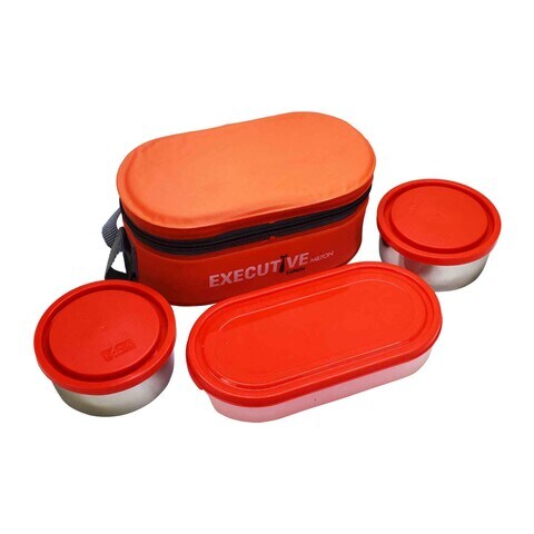 MILTON Executive Insulated Lunch Box, Orange, 3 Containers, 280ml Each