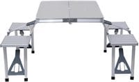 Class Outdoor Four Seater Foldable Table, Perfect for Outdoor Barbecue, Picnic Tables, Camping, Chairs and Tables, Silver,Convenient Carry Handle, Silver, CLDNAL01
