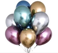 Party Propz 50 Pcs 12&quot; Metallic Chrome Latex Balloon For Birthday Decoration, Happy Birthday Balloon, Chrome Balloon, Birthday Party Decoration For Girls And Boys