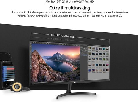 LG 34 inch 21:9 Full HD Display UltraWide Monitor, IPS, Black - 34WL500-B