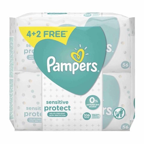 Pampers Baby Wipes, 56 Wipes - Pack of 4+2
