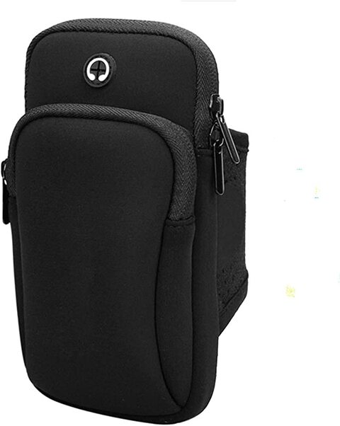 Cell Phone Arm Band Gym Holder Bag for Arm, Polyester Outdoor Running Armband for iPhone Xs Max/XR/XS/8/Plus/7 6S /Samsung Galaxy/Note up to 6.5 Inch Phones, Cards, Keys, Black