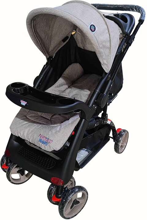 Lovely Baby Pram Baby Stroller For Kids Lb 6644 - Grey