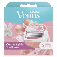 Gillette Venus Comfortglide Spa Breeze WoMen&#39;s Razor Blade Refills Pink 4 PCS